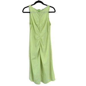 Cupshe Lime Green Maxi Dress Linen Viscose Ruched Women's Size Medium